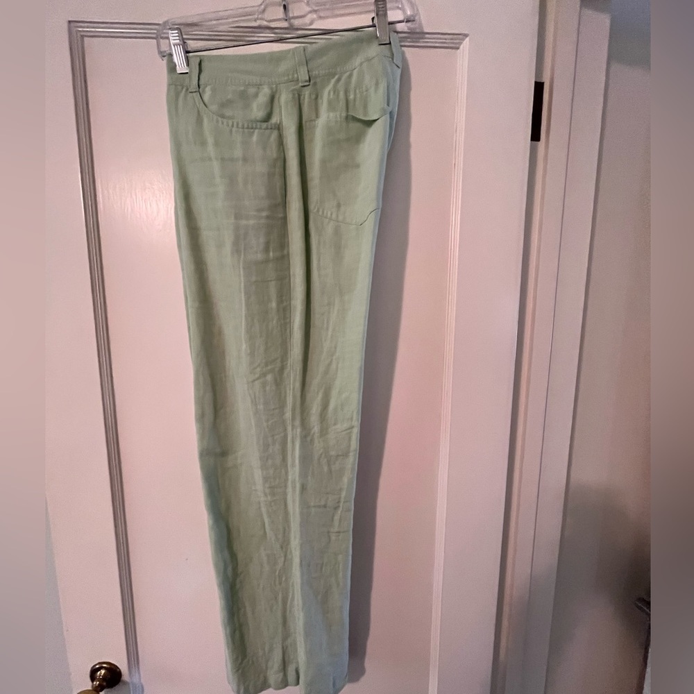Vintage Eileen Fisher Linen trousers size xs. Celery green.